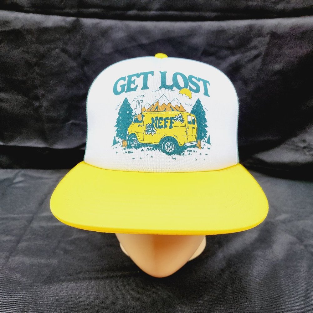 NEFF "Get Lost" Snapback & Meshback Trucker Hat Yellow &Green NWT